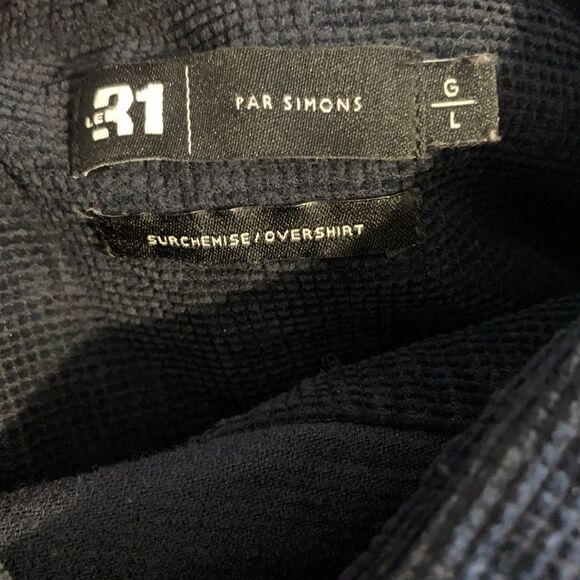 Le 31 Par Simons Overshirt Shacket Mens L Navy Long Sleeve Vision Organic Cotton - Picture 11 of 15